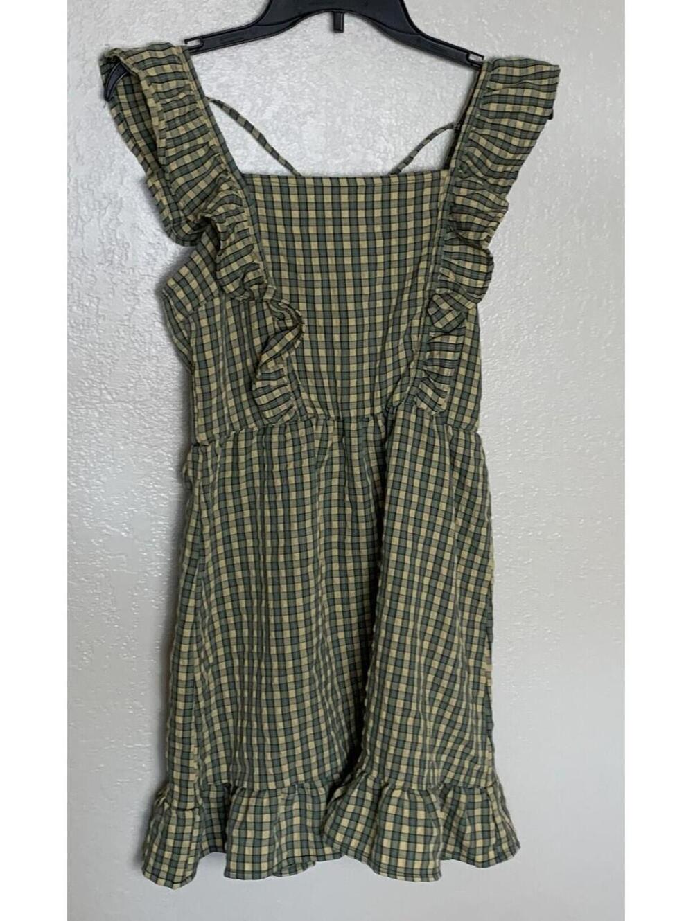 Wild Fable Summer Gingham Dress Yellow Green Cottagecore Sz Xs Excellent